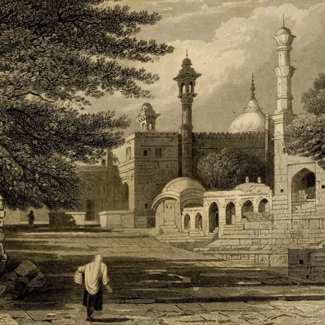 Inde vue du Tombeau de Aurangzeb - Gravure originale XIXe