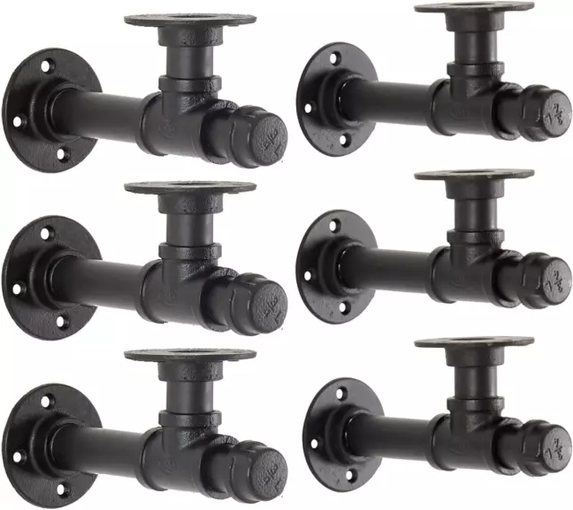 Pipe Shelf Bracket Industrial DIY L Pipe Wall Bracket for 12 Inch Wood Floating