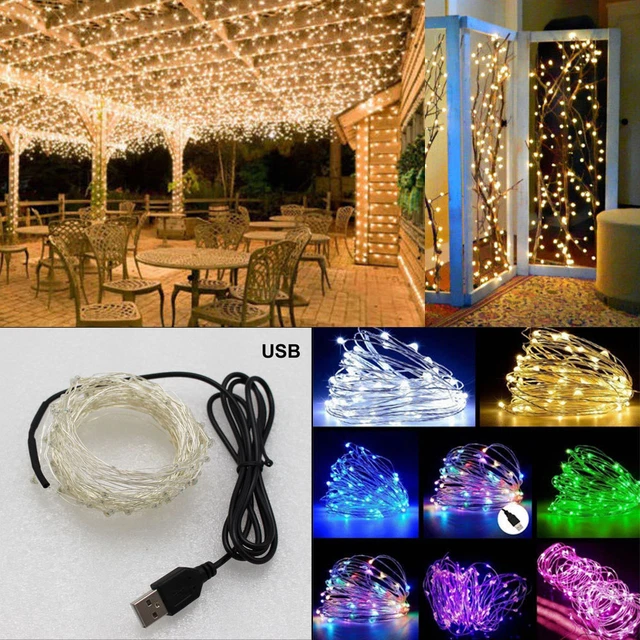 10-100LED USB Connector LED String Fairy Lights 1/5/10M Copper Wire Party Decor