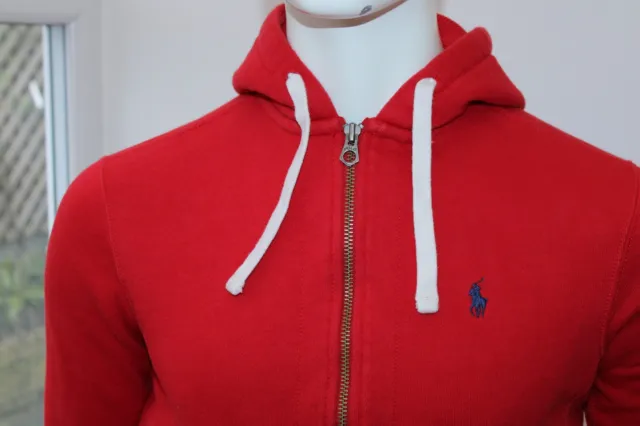 Mens Ralph Lauren Hoodie RED Size S Hoody Track Top RL full zip POLO