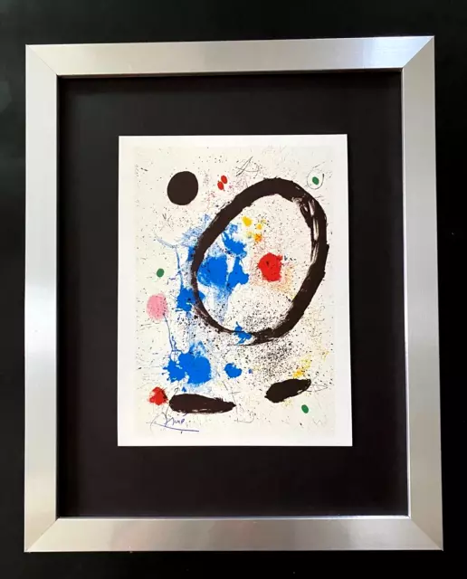 Joan Miro 1964 Beautiful Signed Print+  Mounted & Framed In A New Silver 14X11