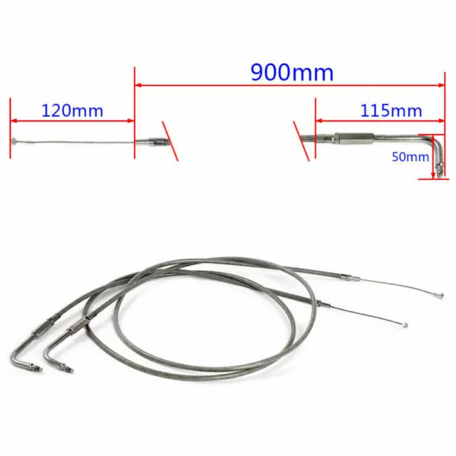 35.4'' Stainless Steel Throttle Cables for Harley Sportster Softail FXST FLSTN