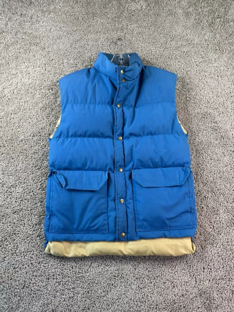 VINTAGE 80s Camp 7 Goose Down Vest Mens Medium Blue Boulder Colorado Puffer