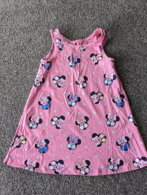 Baby Gap Girls Disney Pink Sleeveless Minnie Mouse Pattern Dress Age 3 Years