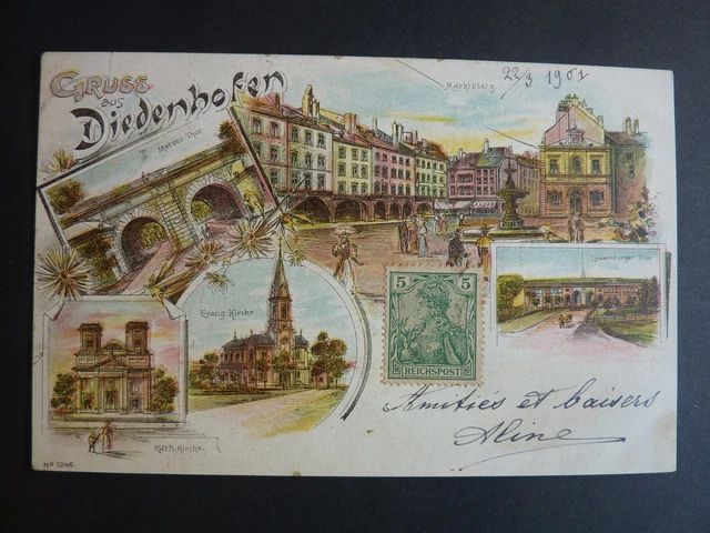 THIONVILLE Diedenhofen Moselle CPA 57 carte souvenir 5 vues Gruss aus ...