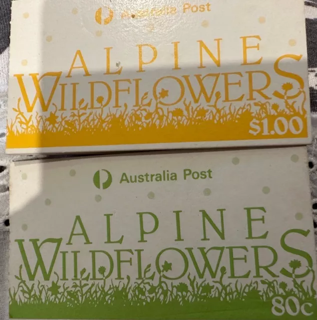 Australian Stamp Booklets - Alpine Wildflowers - 2 Booklets FV. 80c & $1