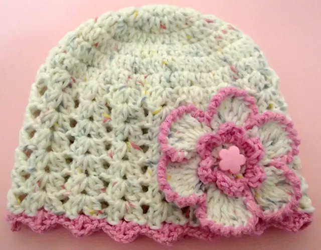 Handmade Crochet Baby Hat in Bella Baby 8 ply baby yarn