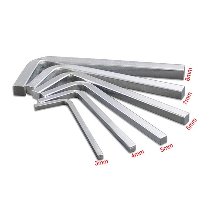 6 ud. Llavero Cuadrado Forma de L Cromo Vanadio Acero Ideal para Quad