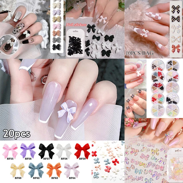 3D Mignon Ours Papillon Nœud Résine Ongle Art Décors Strass Pour Paillettes .J