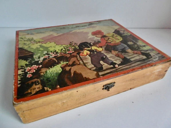 Jeu De Cubes Ancien 1920 – Incendie De La Cathédrale De Reims WW1 – Complet Avec Boîte