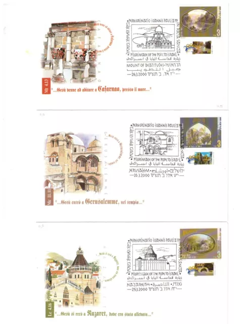 S45267 Israel 2000 FDC X 6 Pilgrimage Holy Land Pope John Paul II