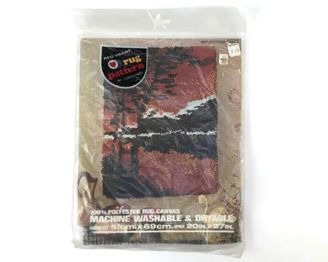 Gancho de pestillo de lona vintage MCM corazón rojo - 20x27 - Reflejos Lake Mountain