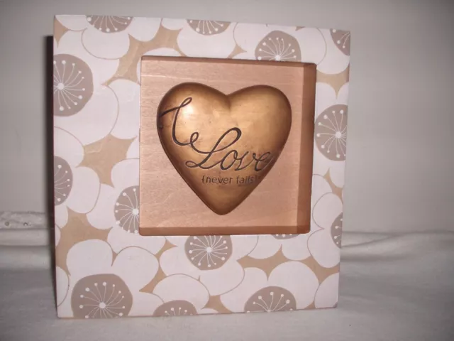 Studio by Demdaco Love You X Forever Love Never Fails Heart Shadow Box 8"X8"