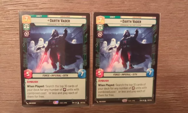 DARTH VADER Unit - Star Wars Unlimited - M/NM  087/252 - Legendary Non Foil x2