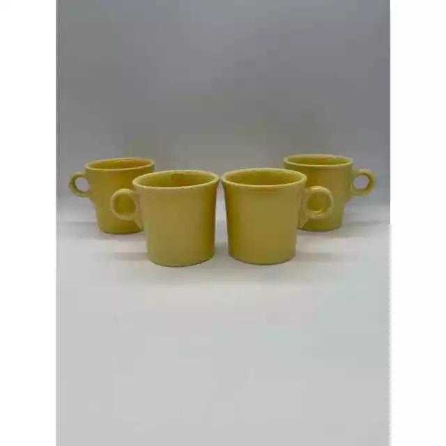 Sunflower Yellow Fiesta Set of 4 Mugs Ring Handles Homer Laughlin China Co