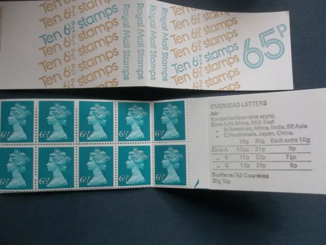 Fc1B 65 Pence Right Margin March 1976 Gb Stamp Booklet E Perf Half Arrow Base