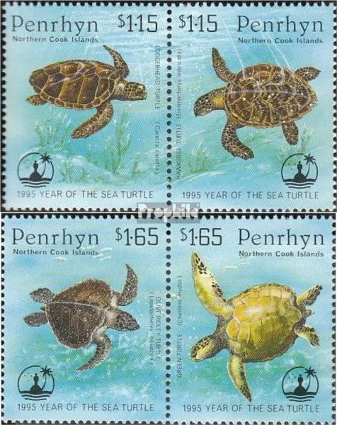 Penrhyn 579-582 Paare (kompl.Ausg.) postfrisch 1995 Schutz der Seeschildkröten