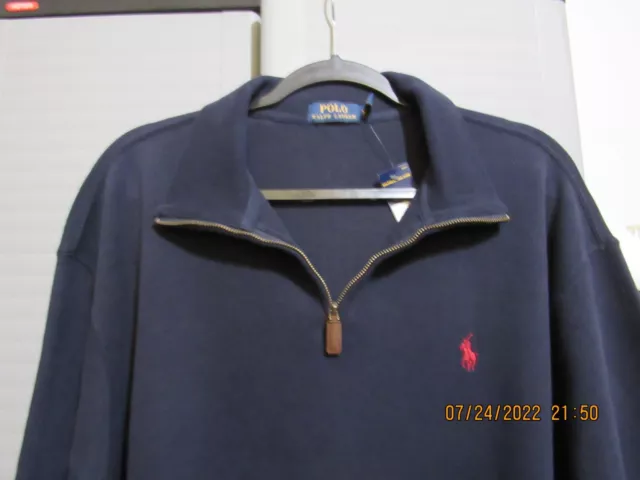 Mens Polo Ralph Lauren 1/2 Zip Sweater 2XL-New w/Tags-Navy Retail $98 3 Day SALE