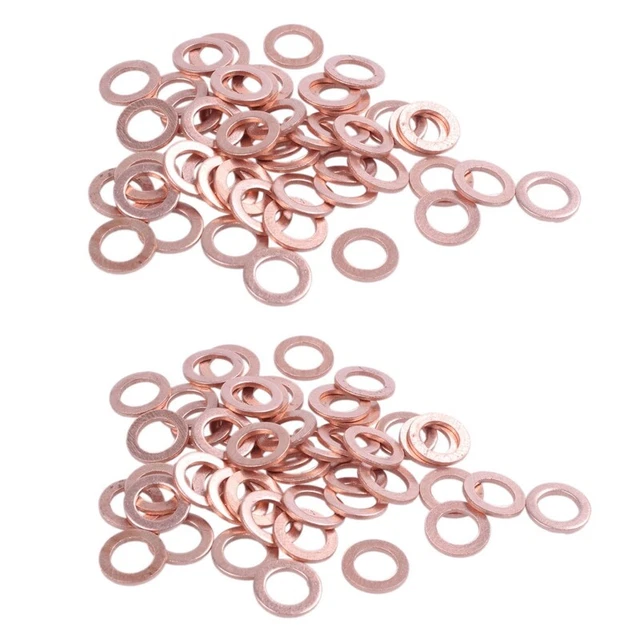 100 Pcs Rame Crush Rondella Guarnizione Piatta Raccordo 6mm X 10mm X 1mm B3Y7
