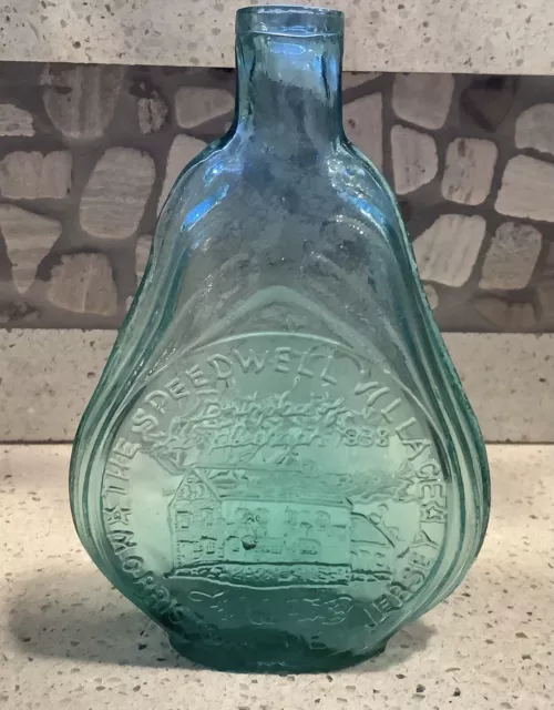 Turquoise Glass Reproduction Bottle, Speedwell Village, Morristown, N.Jersey
