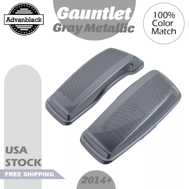 Advanblack Gauntlet Gray Metallic Dual 6x9 Saddlebag Speaker Lid For 14+ Harley