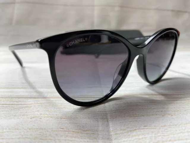 Chanel 5448-A 501/S6 Women Black Round Gradient Sunglasses Shades 54-17-140