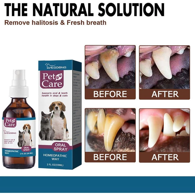 Pet Orals Spray Teeth Cleaning for Dogs & Cats Bad Breath Tartar Plaque Removals