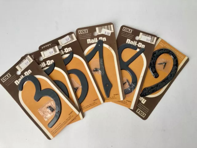 De colección Choice 1 Cole números de la Casa Negra 3, 5, 6, 7, 8, 9 escritura de aluminio fundido nuevo de lote antiguo