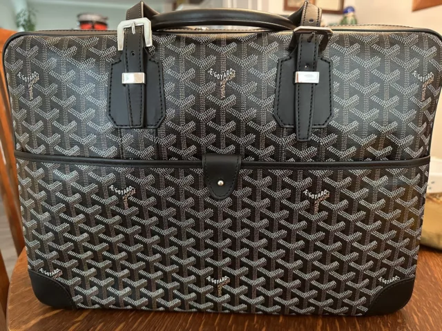 Sold at Auction: GOYARD AMBASSADE Business Hand Bag Brief Case Coated  Canvas Navy Document Case