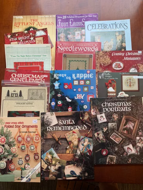 VINTAGE CHRISTMAS CROSS Stitch Pattern Bundle Magazines Books Leaflets 80s  90s $30.00 - PicClick