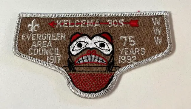 Boy Scout OA 305 Kelcema Lodge Flap S-21 75th Anniversary 1917-1992