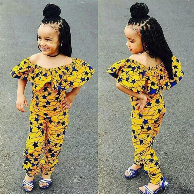 Toddler Girls Baby Kids Jumpsuit One Piece African Dashiki Romper Summer Outfits
