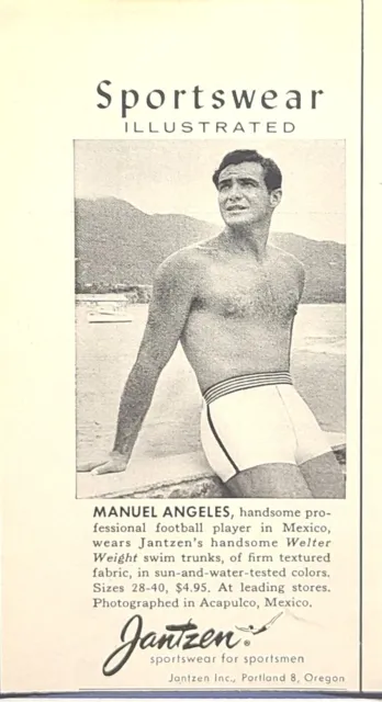 Jantzen Sportswear Sportsmen Portland OR Manuel Angeles Vintage Print Ad 1957