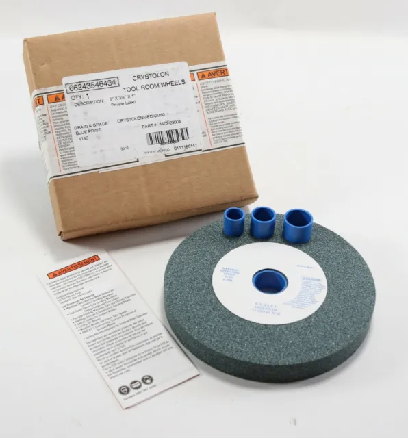 NEW - NOS  6" x 3/4" x 1" Crystolon Tool Grinding Room Wheel 4140 Rpm 60 Grit