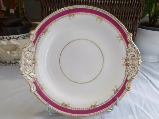 Assiette de présentation 27 cm, Porcelaine anglaise Copeland, blanc rouge & or.