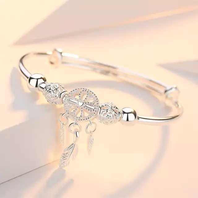 925 Sterling Silver Bangle Bracelet Boho Charm Women Girl Jewellery Gift NEW