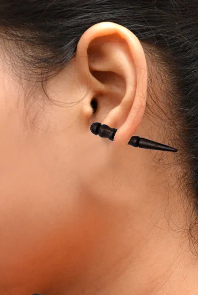 A Pair of Natural Black Wooden Fashion Organic USA Coco Wood Earrings EAR07