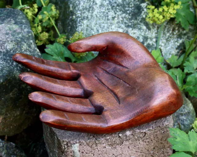 HAND SKULPTUR Holz Dekohand Hände Handfigur Handskuptur Holzhand Ringständer Fig