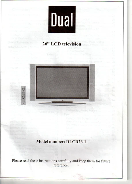 Doppio televisore LCD 26", libretto istruzioni per l'uso modello DLCD26-1.