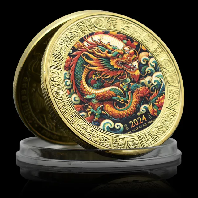 2024 YEAR OF The Dragon Gold Coin Chinese Mythology Animal Collect