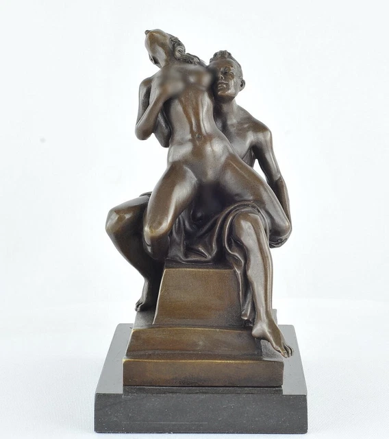 Estatua Pareja Sexy Art Deco Estilo Art Nouveau Estilo Bronce sólido Firmado