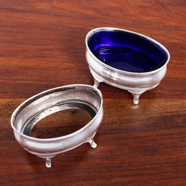 Superb Lionel Alfred Crichton English Sterling Silver Footed Salt Cellars 1919