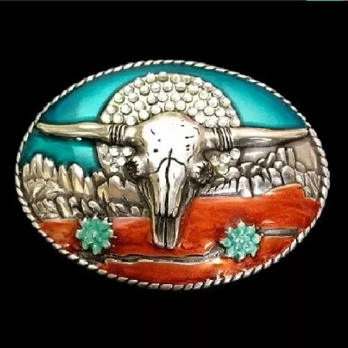 Longhorn Cow Bull Steer Western Cowboy Cowgirl Belt Buckle Boucle de Ceinture