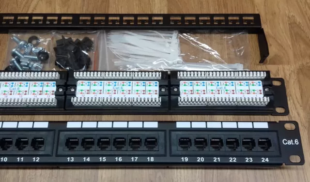 24 Port 1U Patch Panel CAT6 19" Network Ethernet Rack Mount Data Cabinet IDC