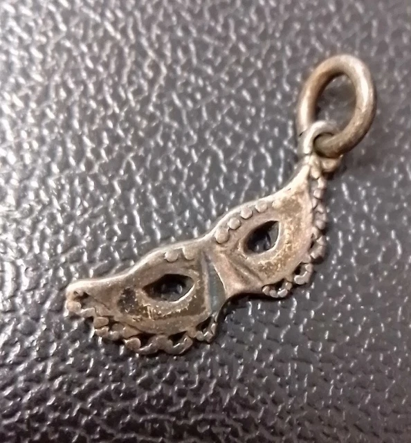 Sterling Silver Opera Mask Pendant Charm 925 Acid Tested Phantom
