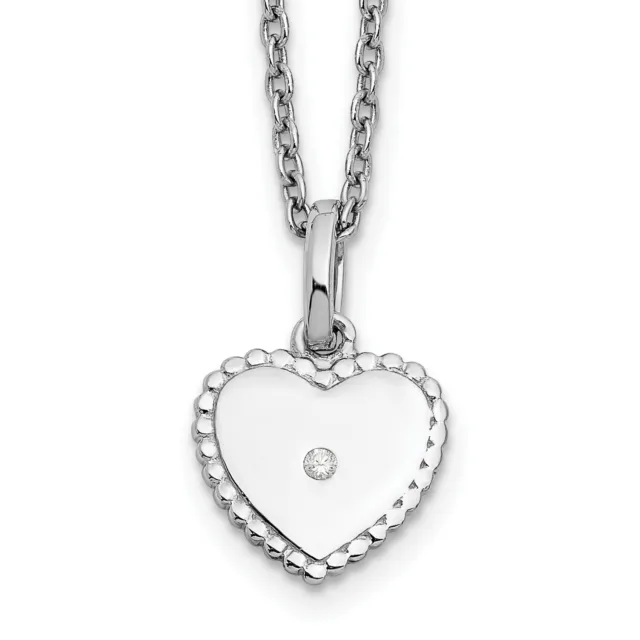Sterling Silver White Ice Diamond Heart Necklace 9 mm x 9 mm