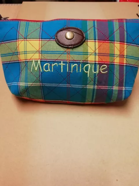 pochette ziper Martinique en coton brodé