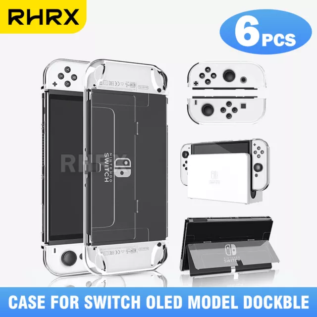 For Nintendo Switch OLED Transparent Shockproof Protective Hard Case Full Cover