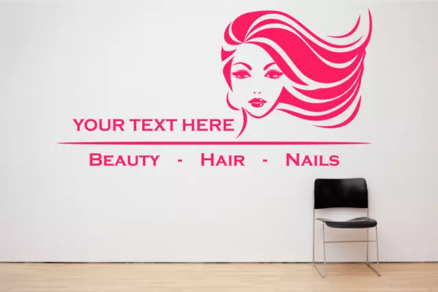 Hair, Beauty & Nails Custom Salon Shop Wall Window decal sticker art, Any Size.