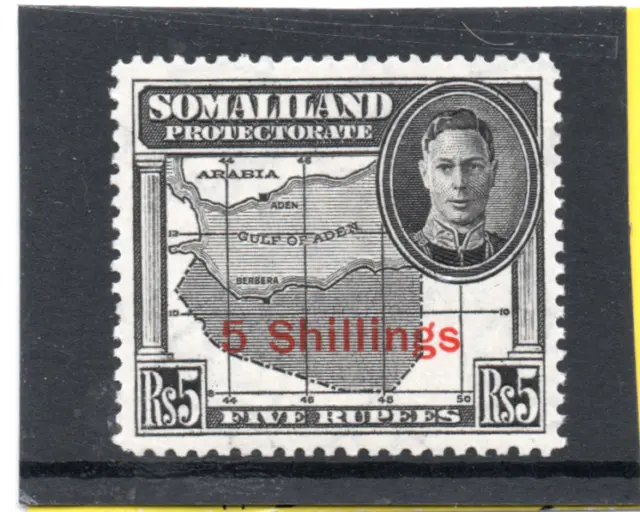 Somaliland GV1 1951 New Currency 5s. on 5r black sg 135 H.Mint